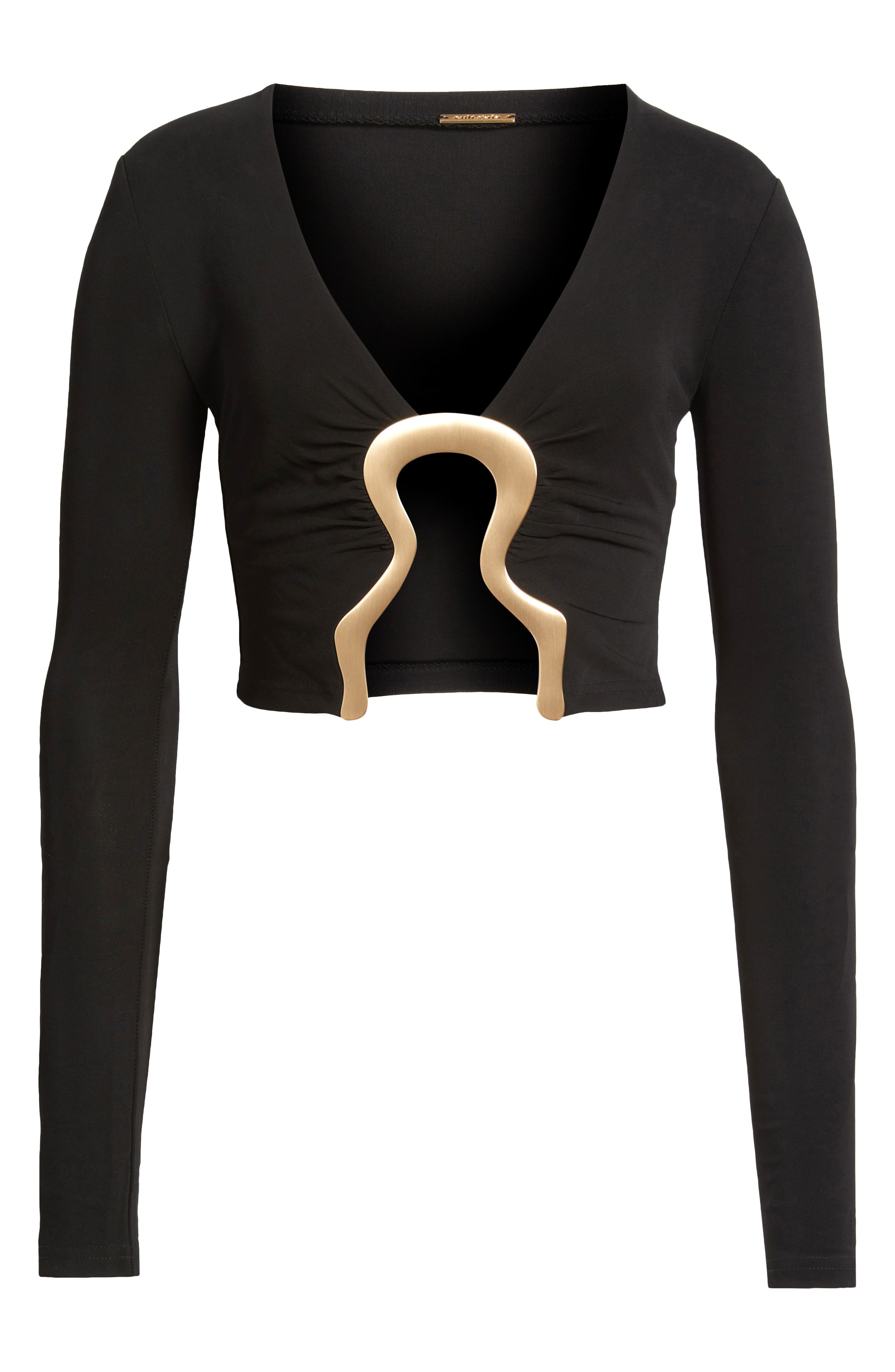 Cult Gaia Laia Embellished Cutout Crop Top in Black at Nordstrom - 5