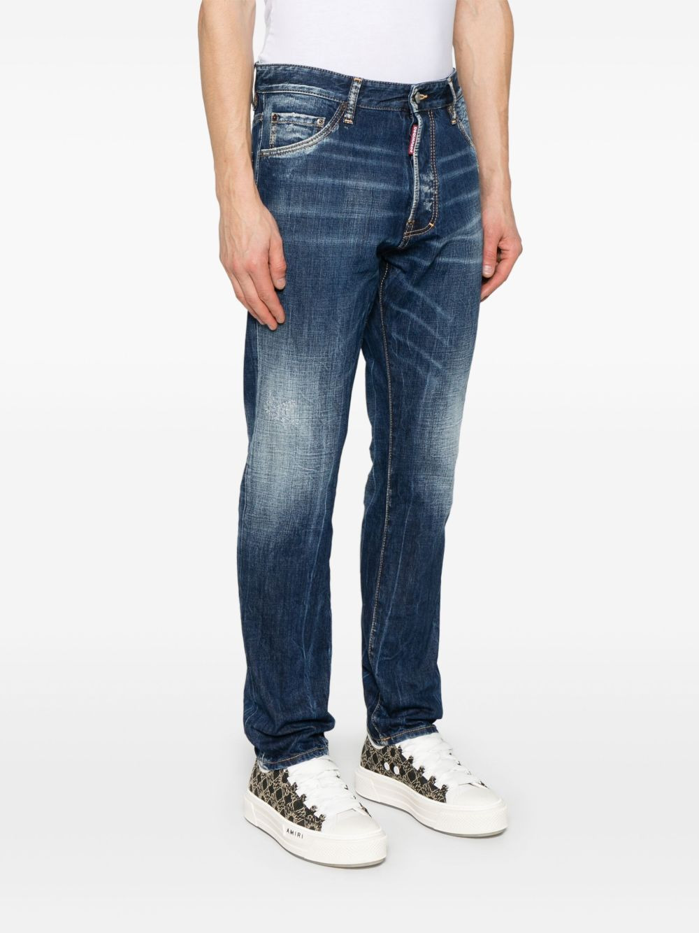 whiskering-effect jeans - 3