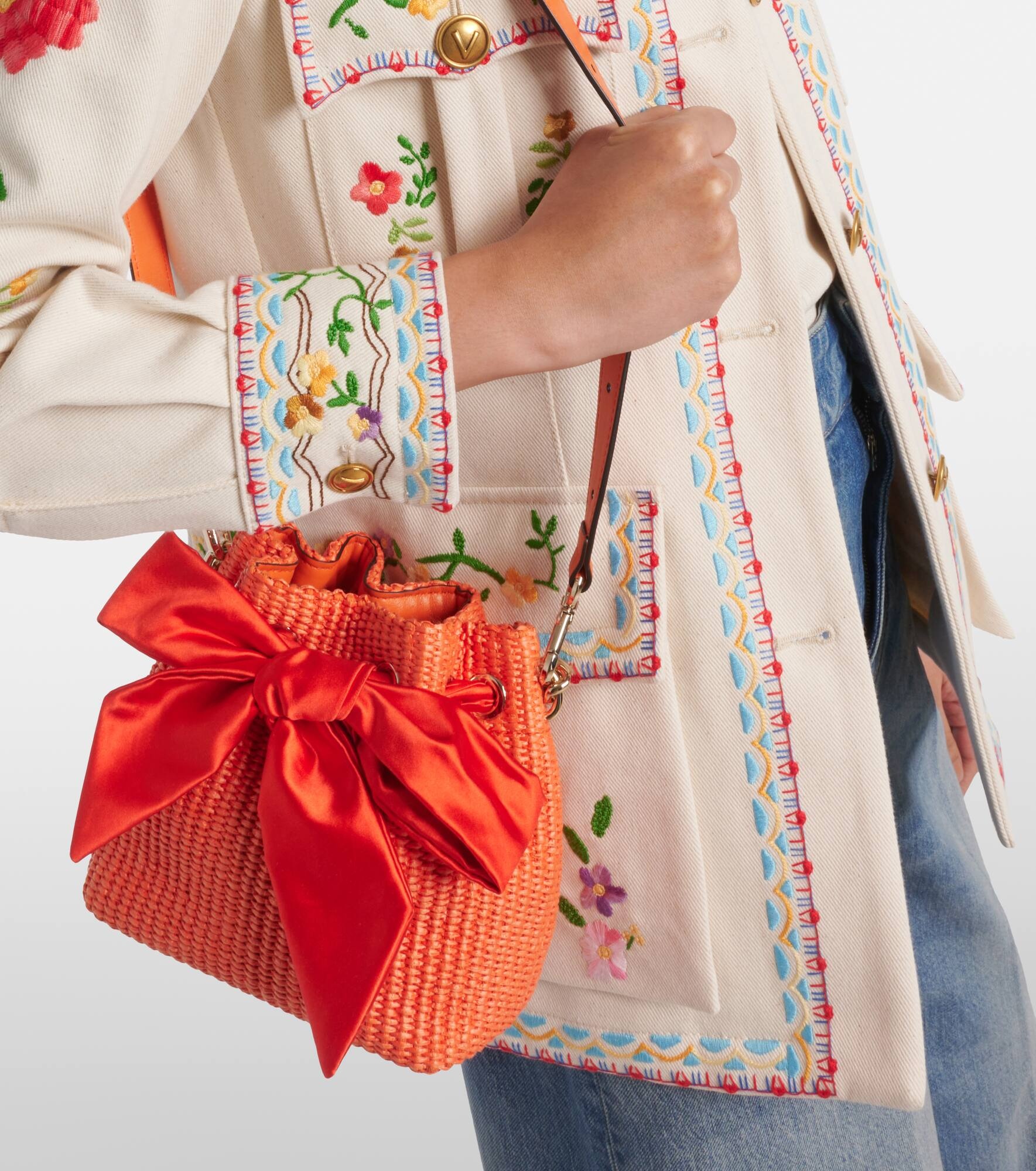 Bon Bon bow-detail raffia bucket bag - 2