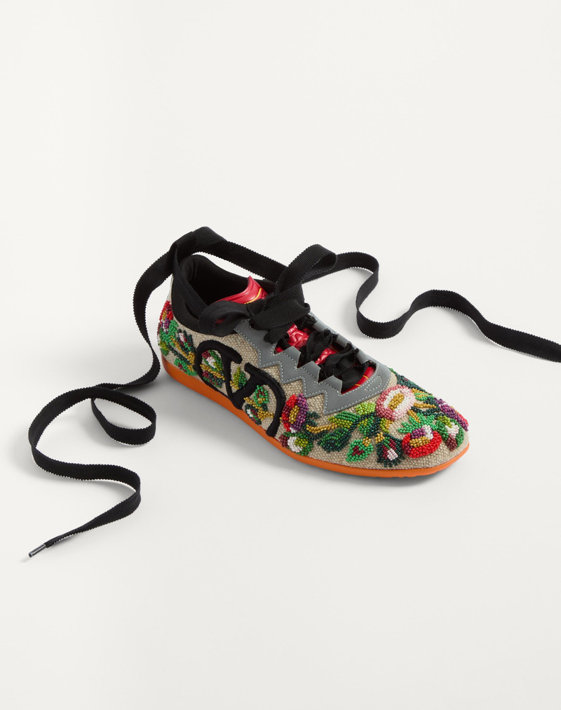CHROMATHON CANVAS SNEAKER WITH FLORAL EMBROIDERY 7