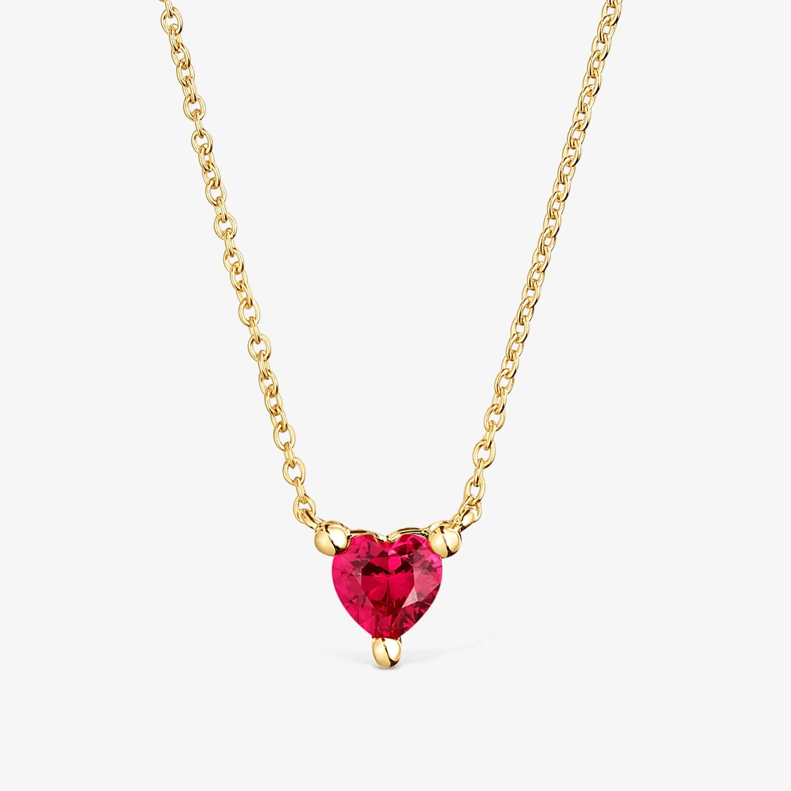 Short 18K gold vermeil Necklace with lab-grown ruby Garden of Love LGG - 1
