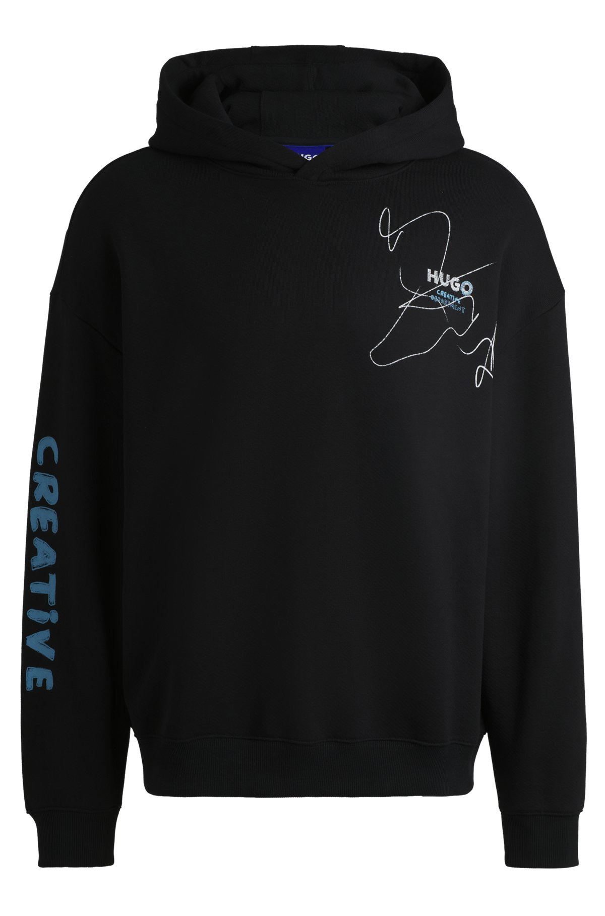 COTTON-TERRY LOOSE-FIT HOODIE WITH SCRIBBLE LOGO - 1
