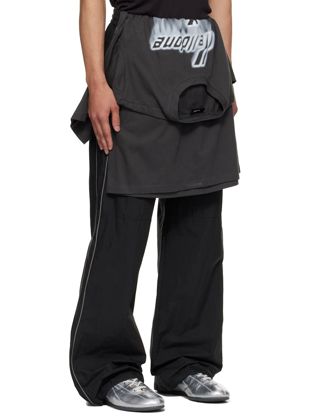 Black Layered Track Pants - 2