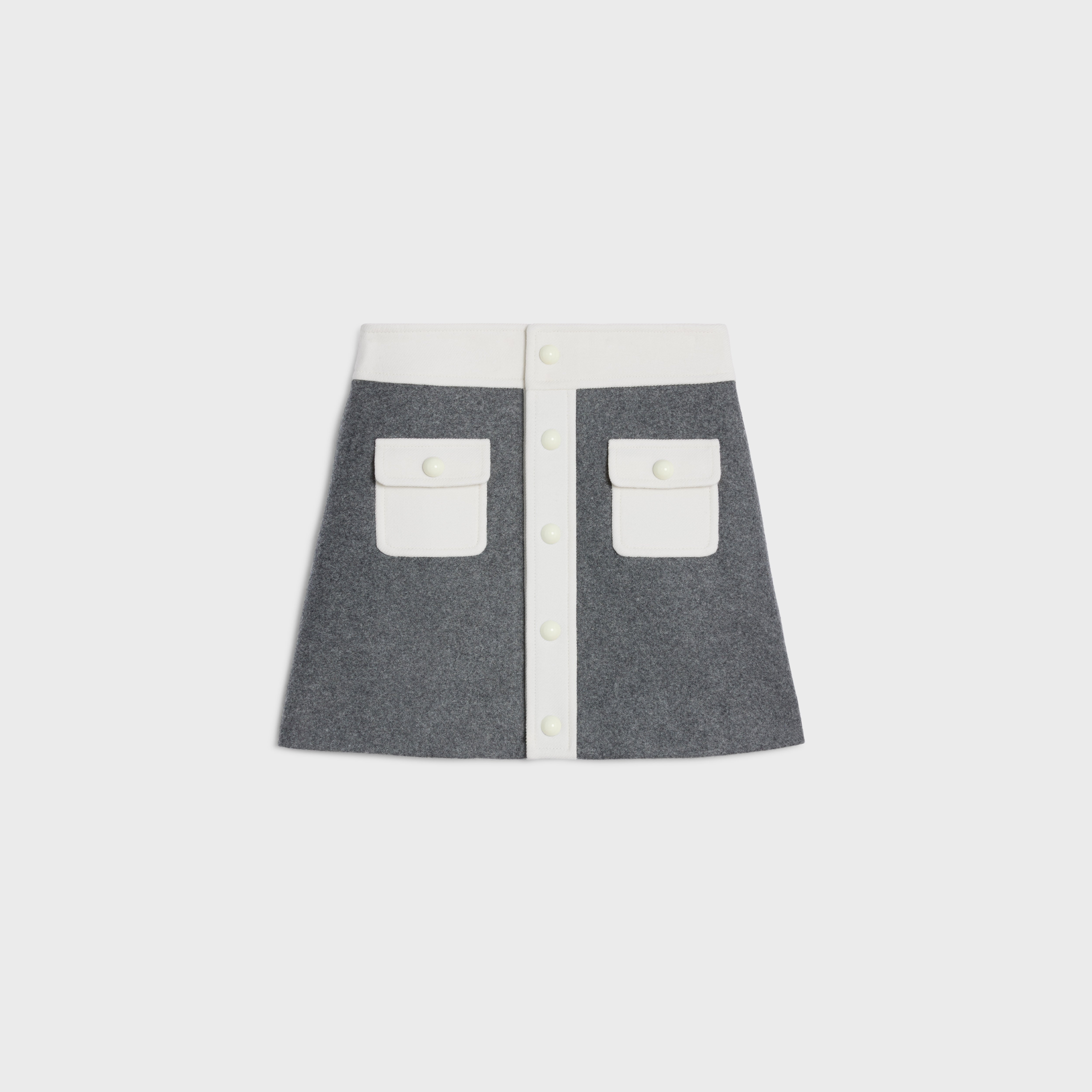 trapeze mini skirt in wool cloth - 1