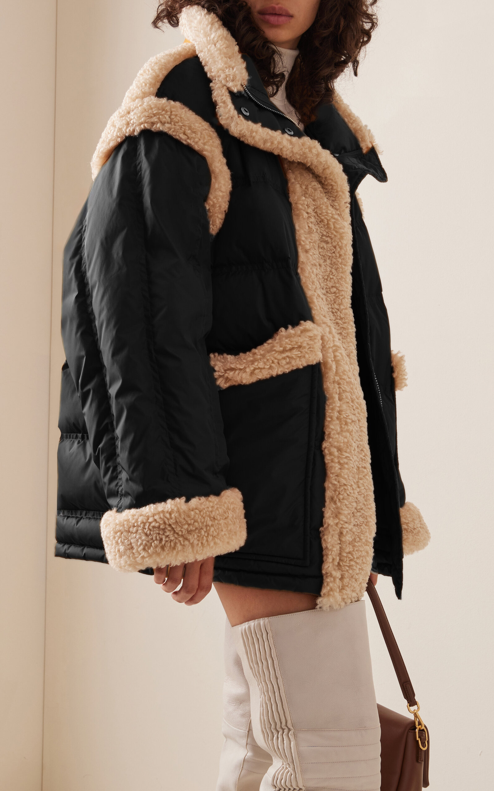 Dorothy Sherpa-Trimmed Quilted Down Coat black - 3