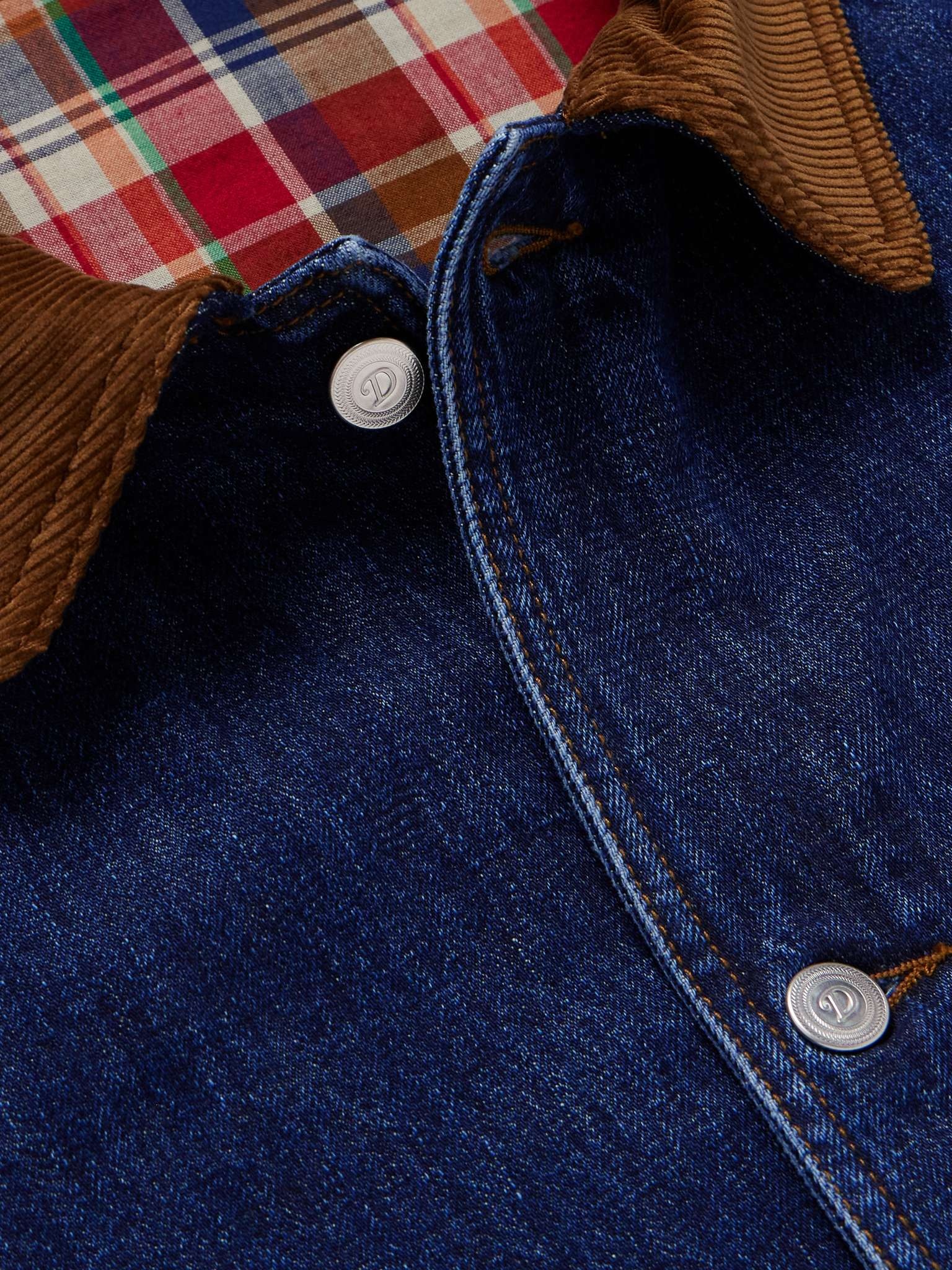 Corduroy-Trimmed Indigo-Dyed Denim Chore Jacket - 4