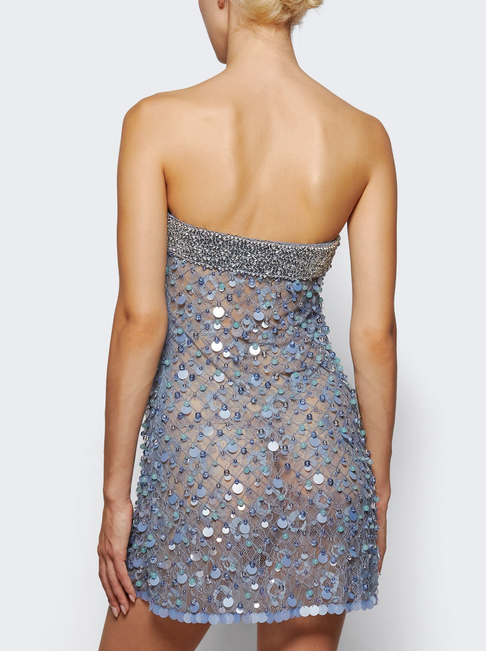 Fishnet Mini Bandeau Dress Blue - 4