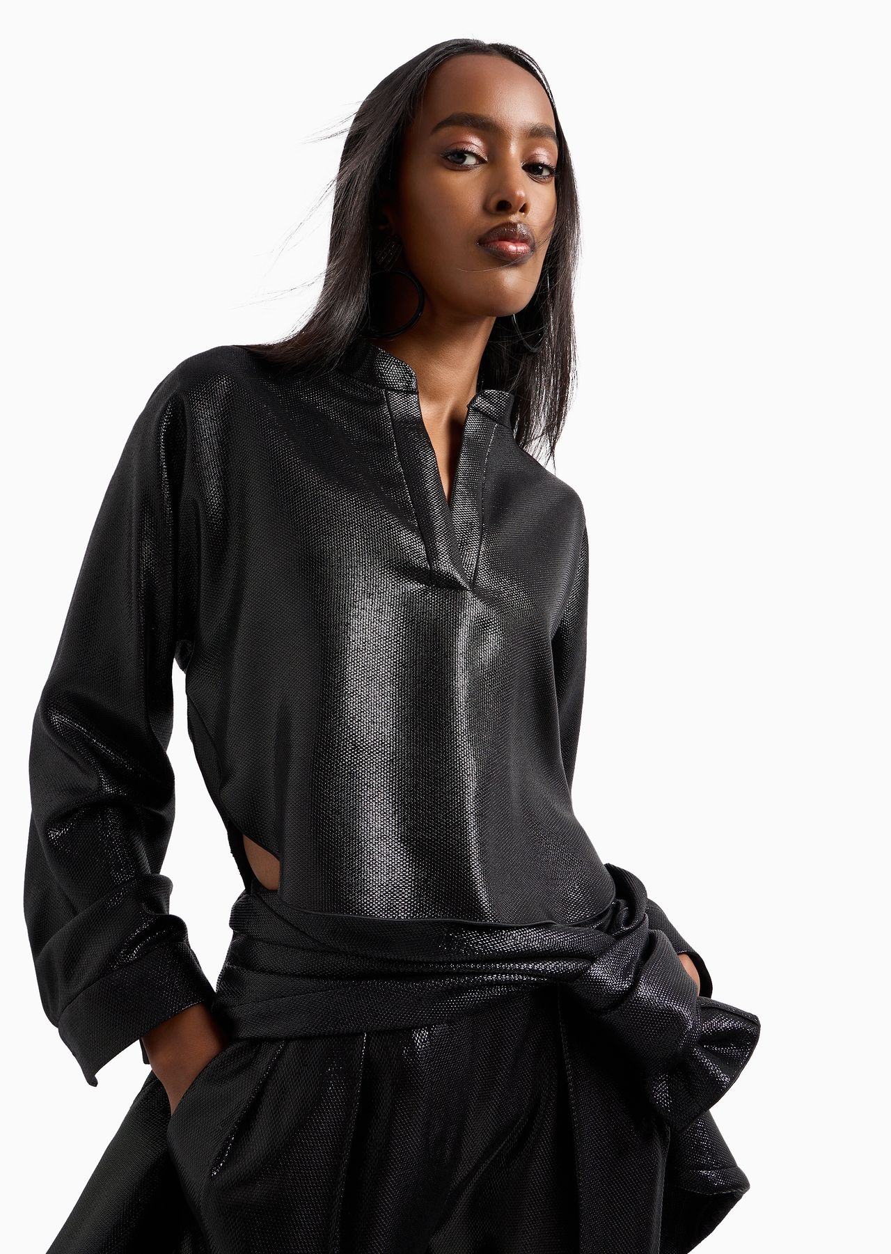 Short shirt in fluid armure lurex - 5