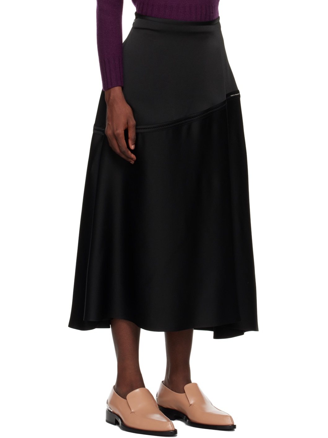Black Flared Midi Skirt - 2