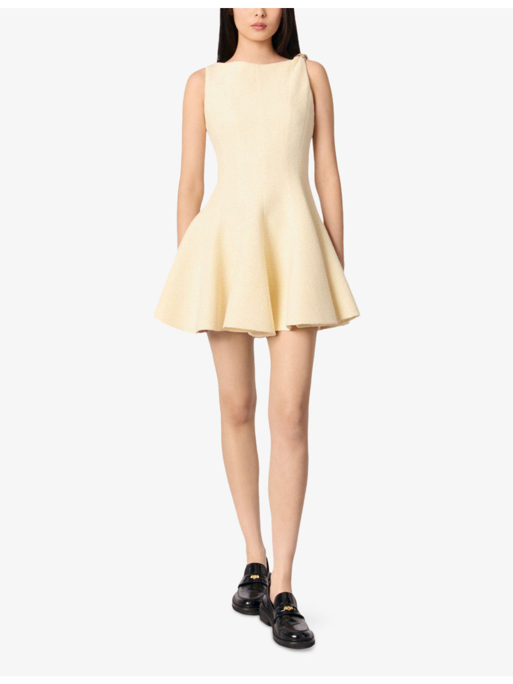 Shoulder-Hardware Sleeveless Tweed Mini Dress - 2