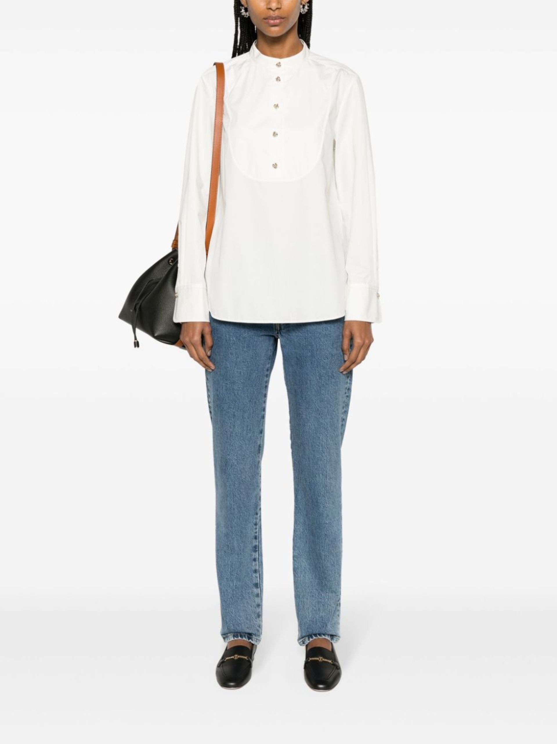 White Knotted-Buttons Poplin Shirt - 2