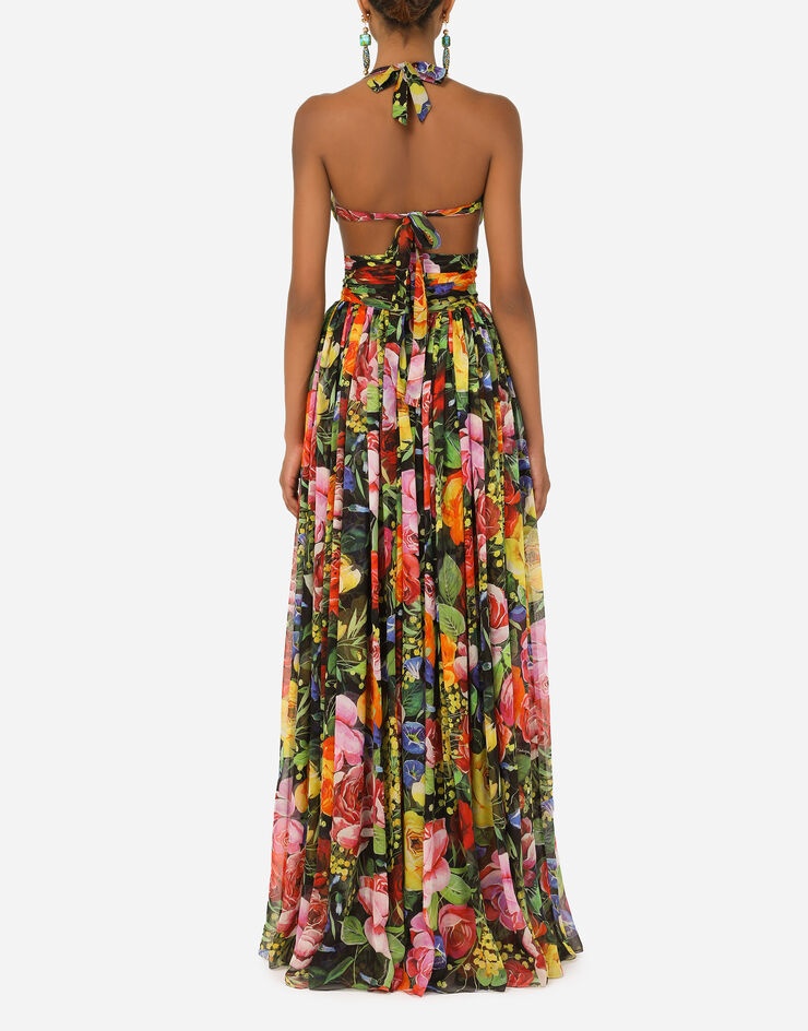 Long bouquet-print chiffon dress - 2