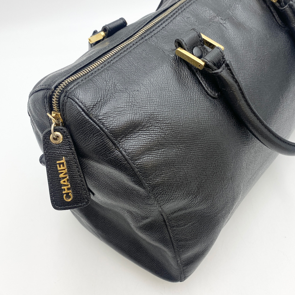 Chanel No. 5 Black Leather Duffel Bag - 9