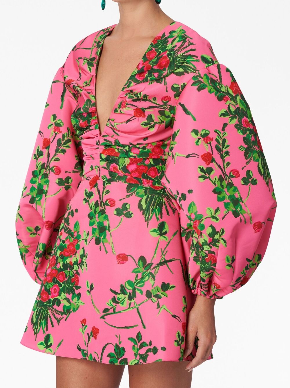 floral-print V-neck dress - 4