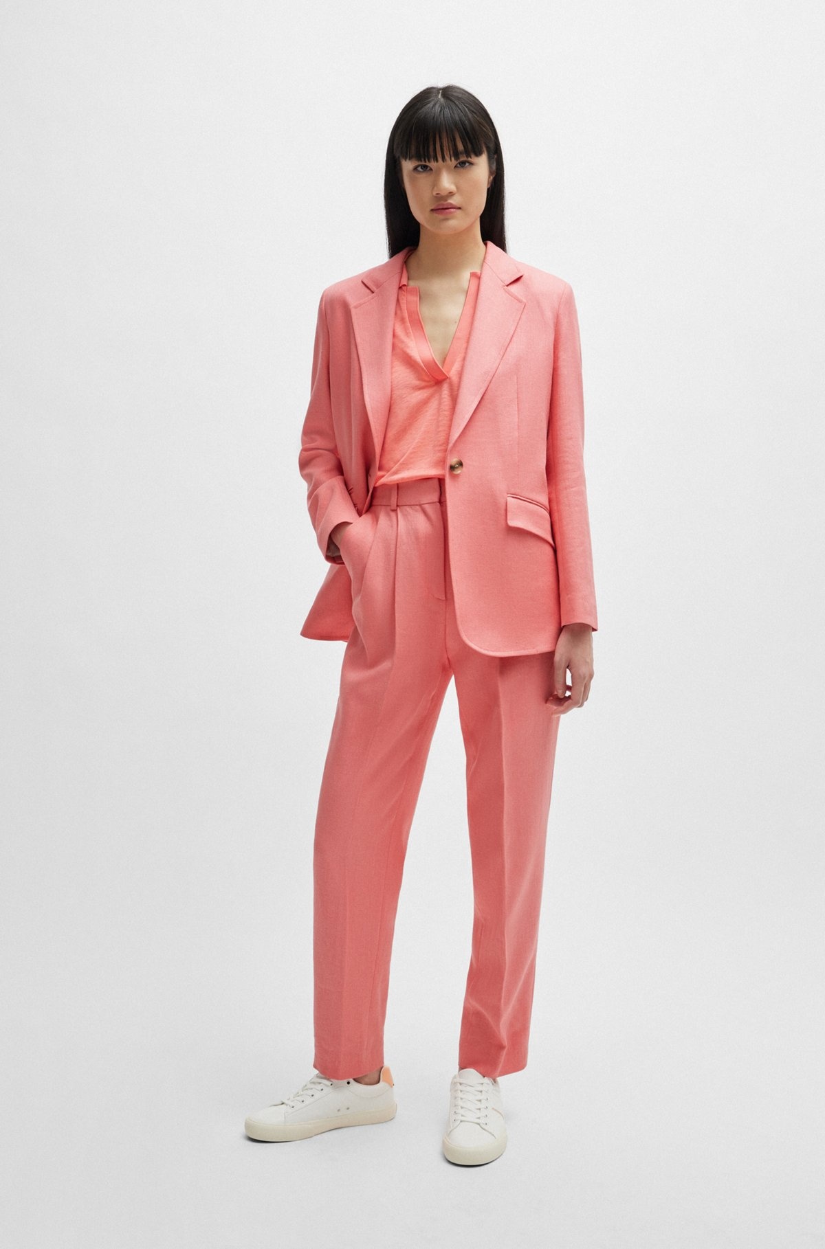 RELAXED-FIT JACKET IN LINEN-BLEND TWILL - 3