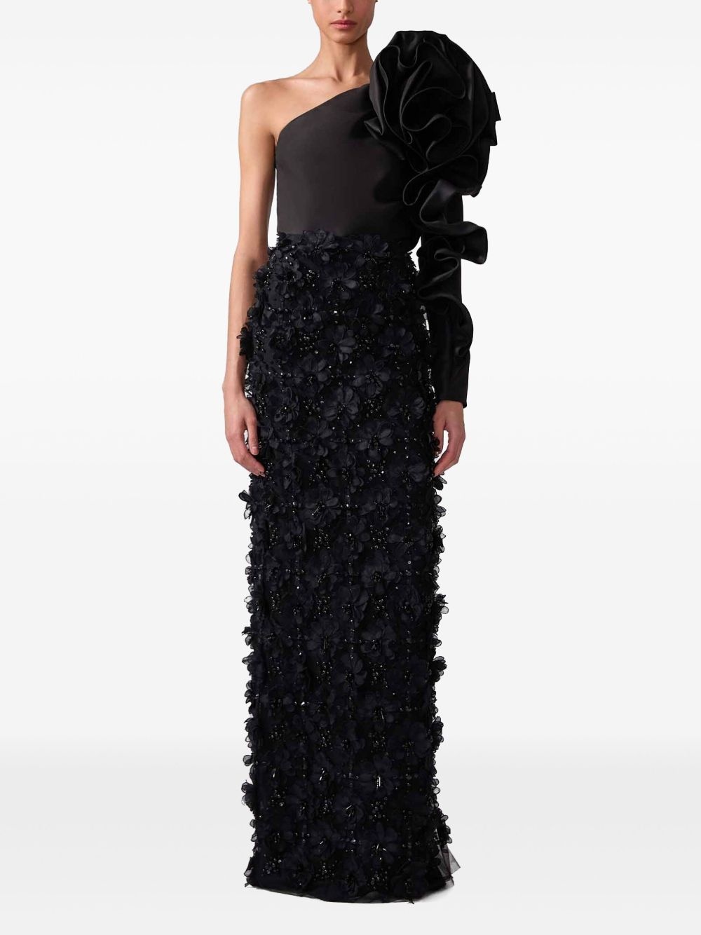 embroidered tulle column skirt - 2