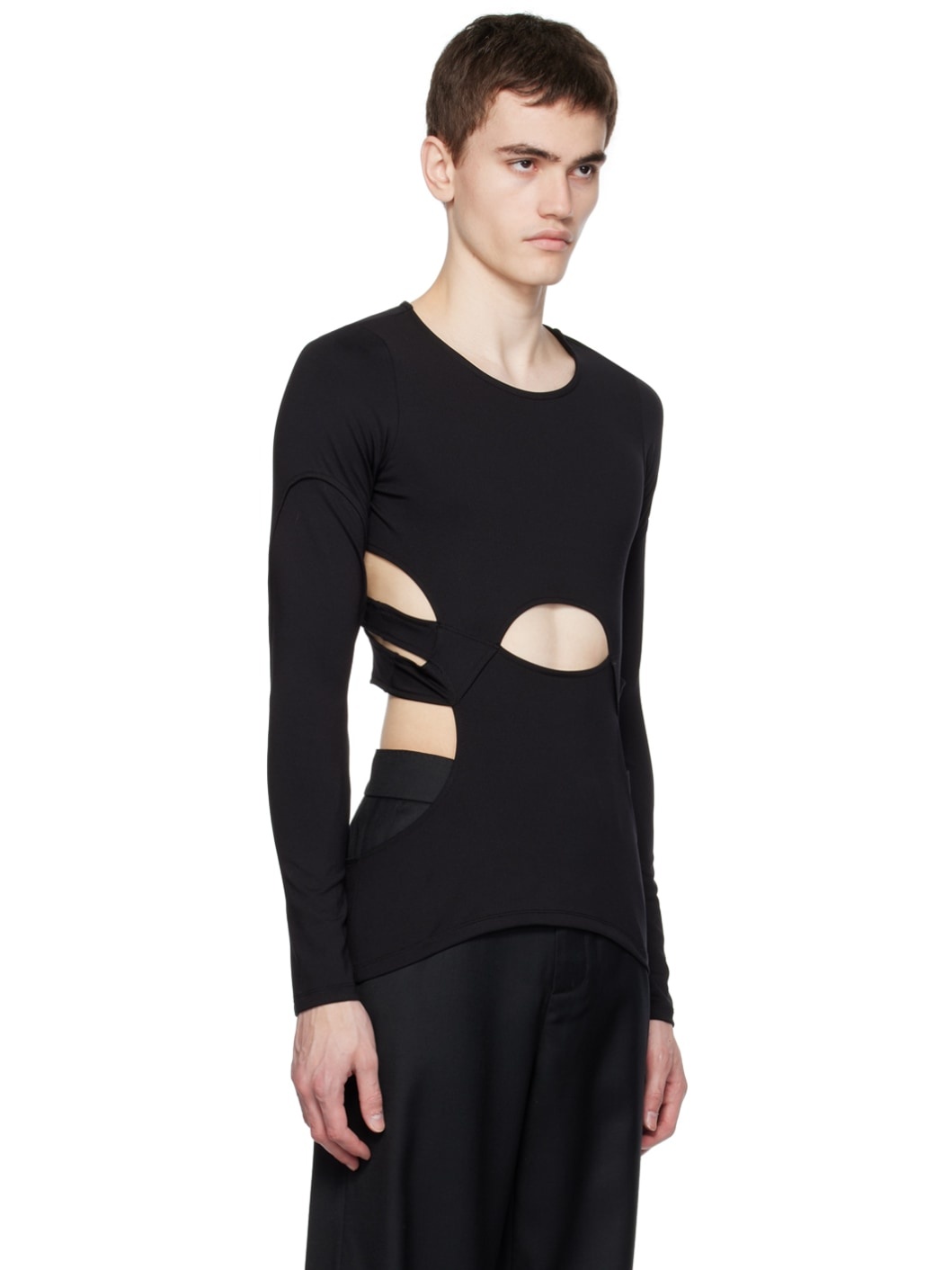 Black Cutout Long Sleeve T-Shirt - 2