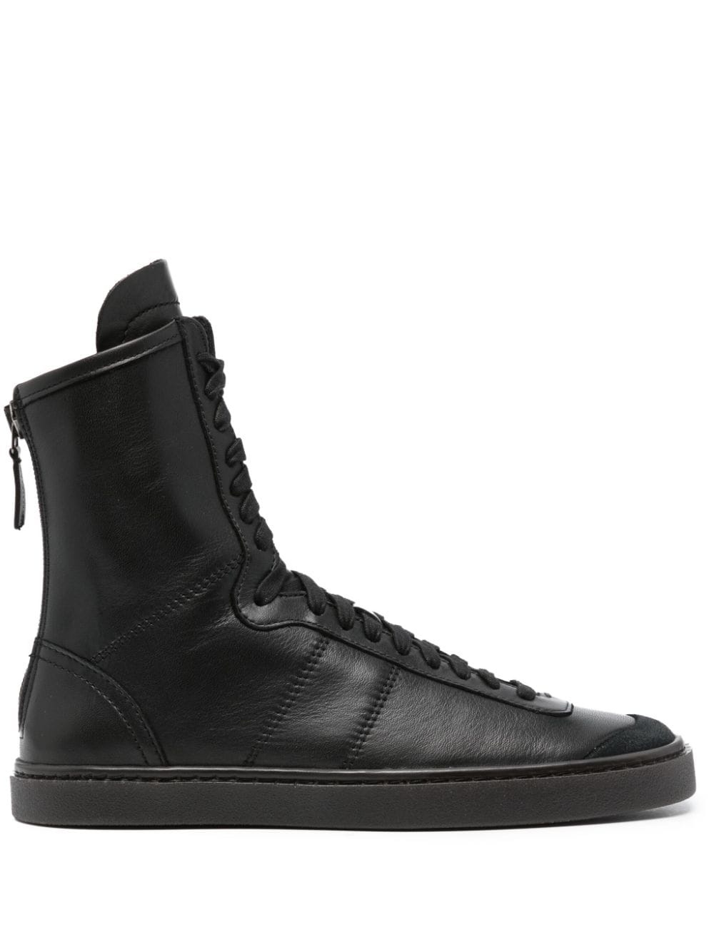 high-top leather sneakers - 1