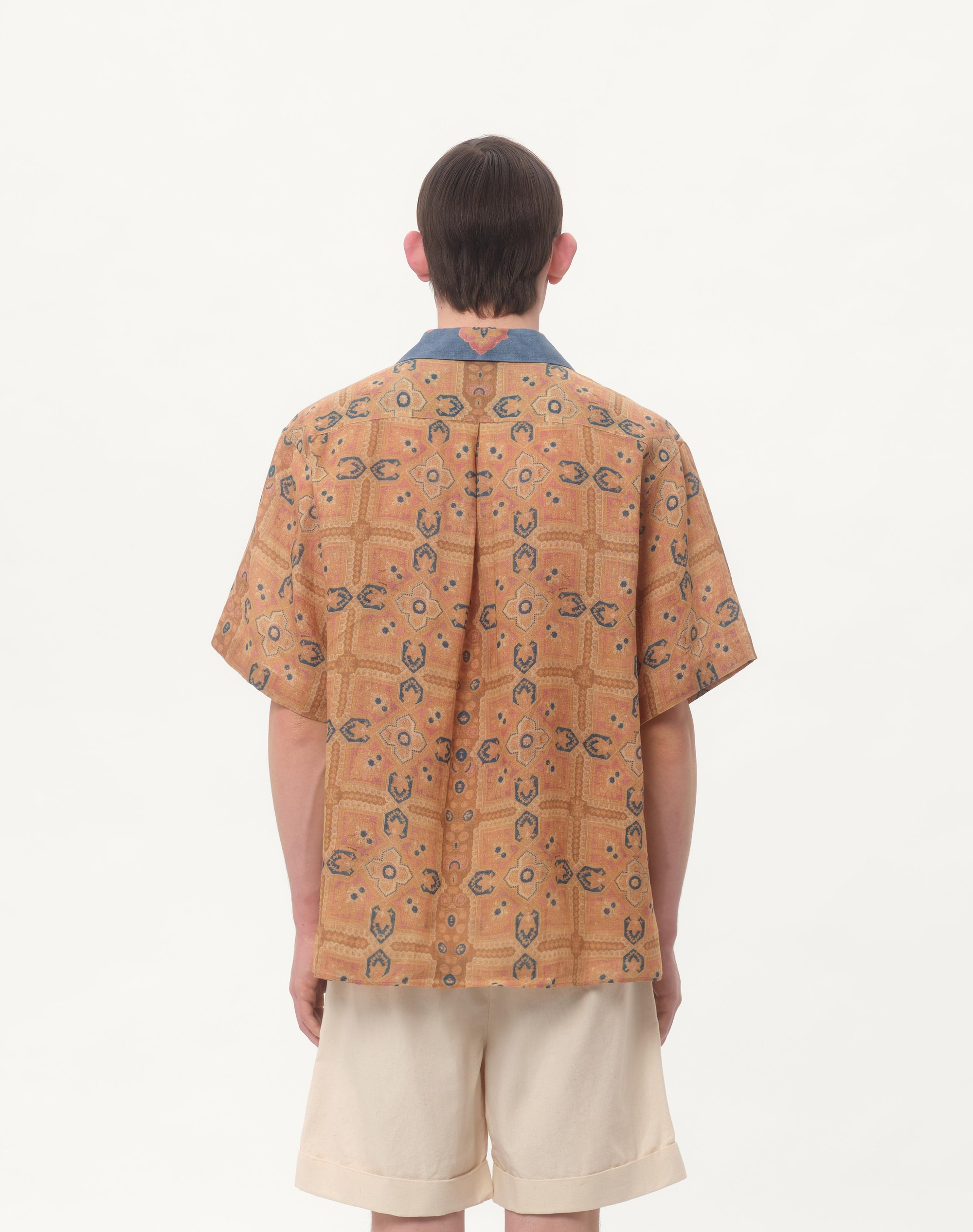 LINEN BOWLING SHIRT WITH VOYAGE IMAGINAIRE PRINT - 7