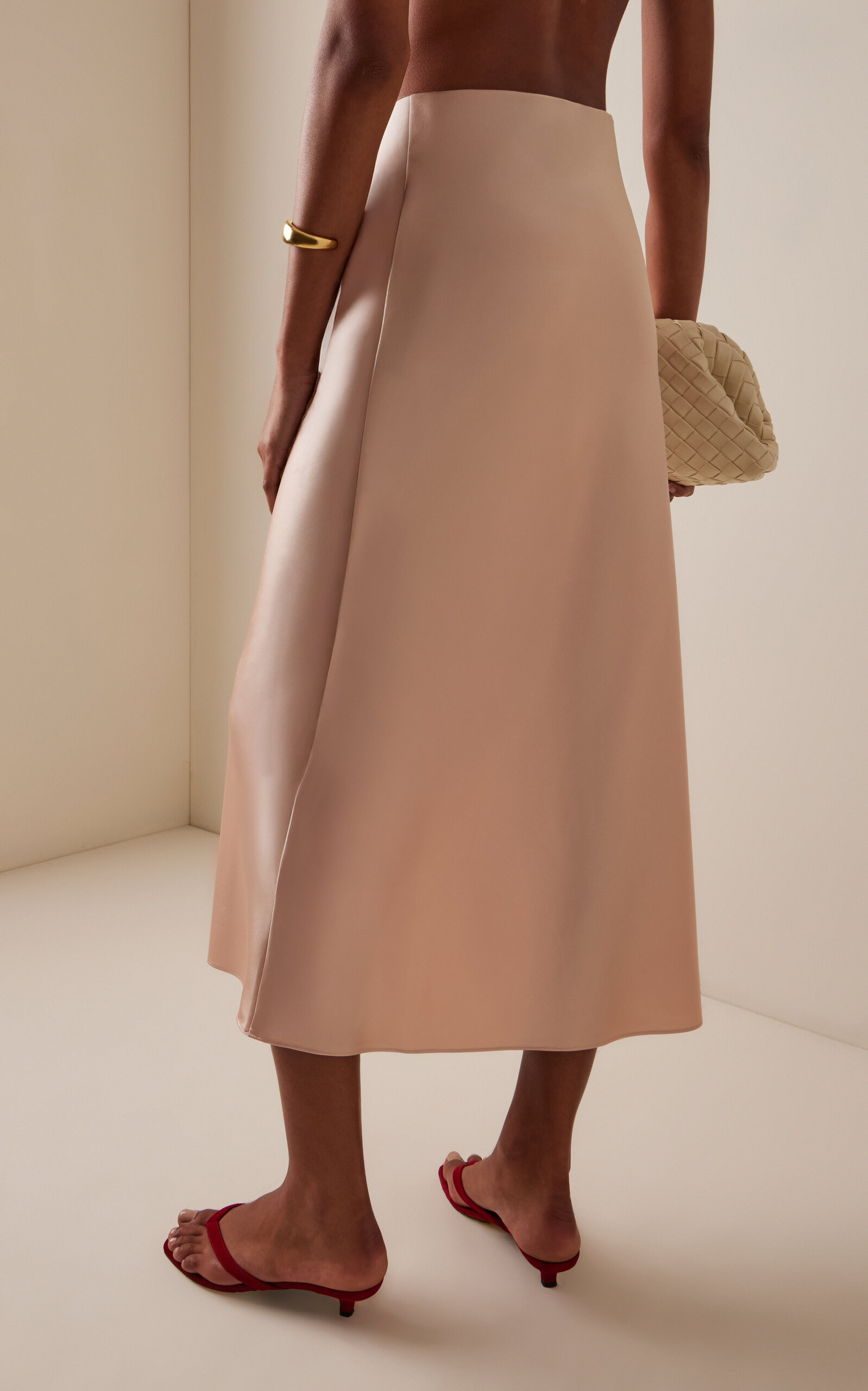 Camila Stretch-Silk Midi Skirt pink - 4