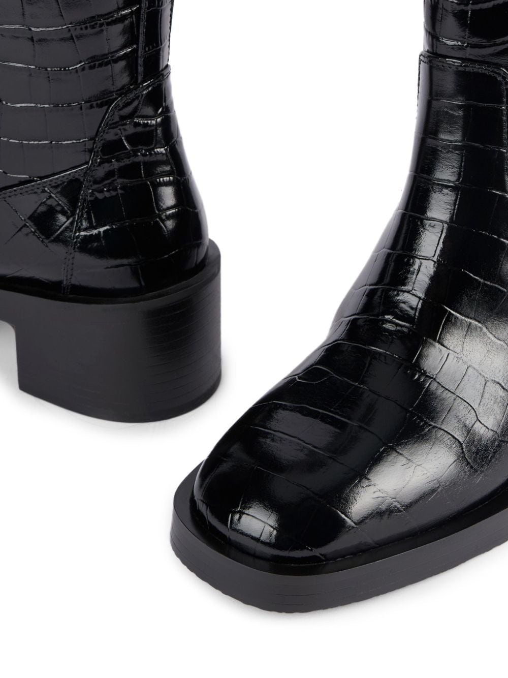 crocodile-embossed leather boots - 6