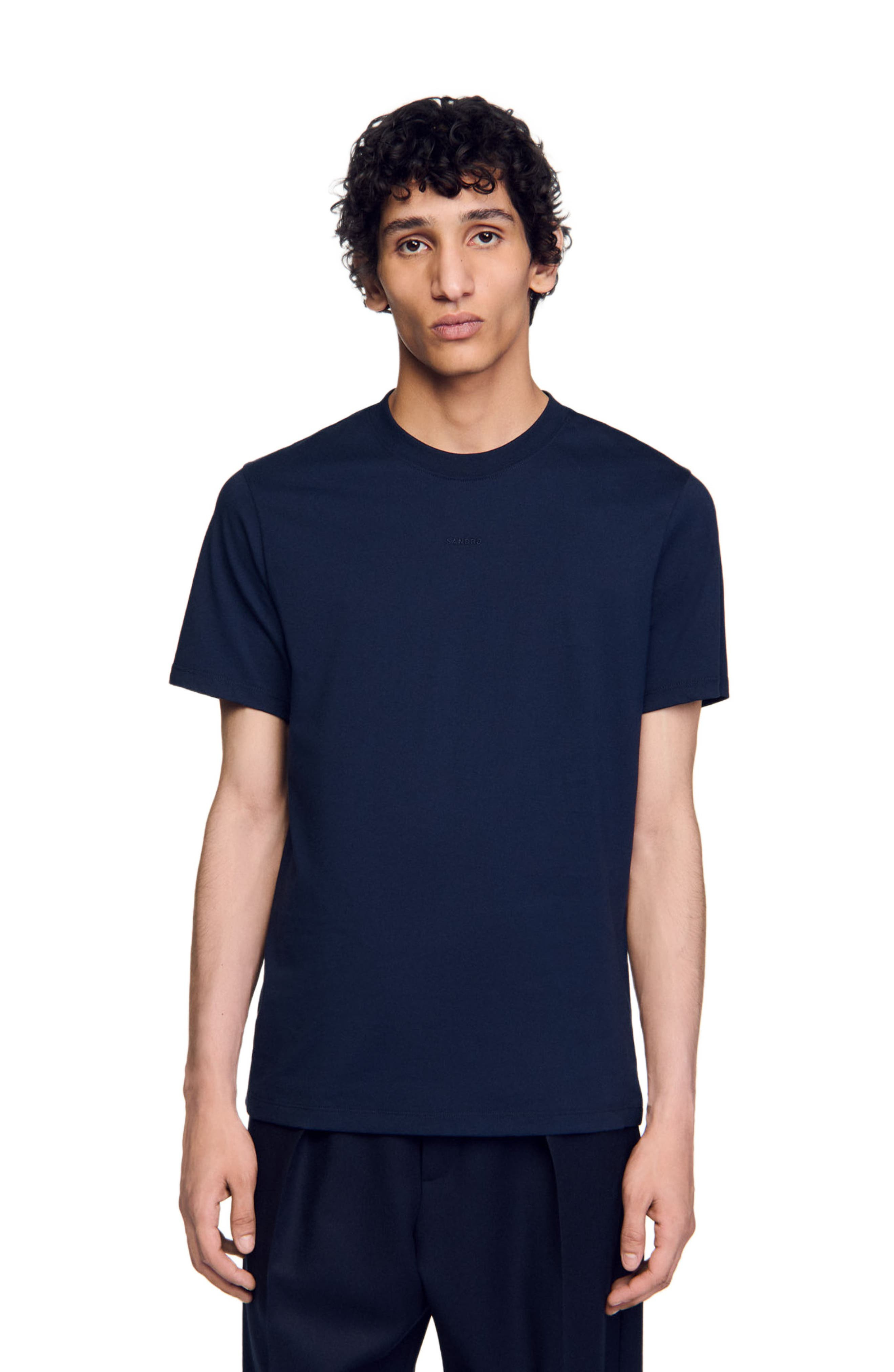 SANDRO Short-sleeved T-shirt in Navy Blue at Nordstrom - 4