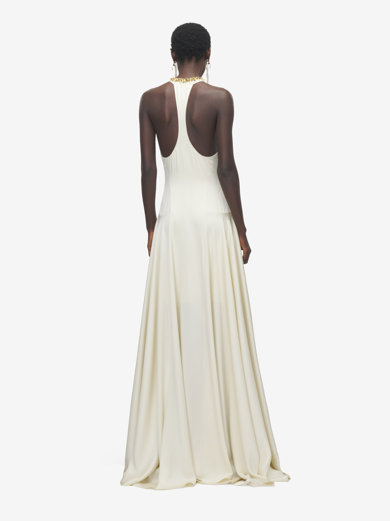 Gold Leaves And Crystal Embroidery Evening Dress 4