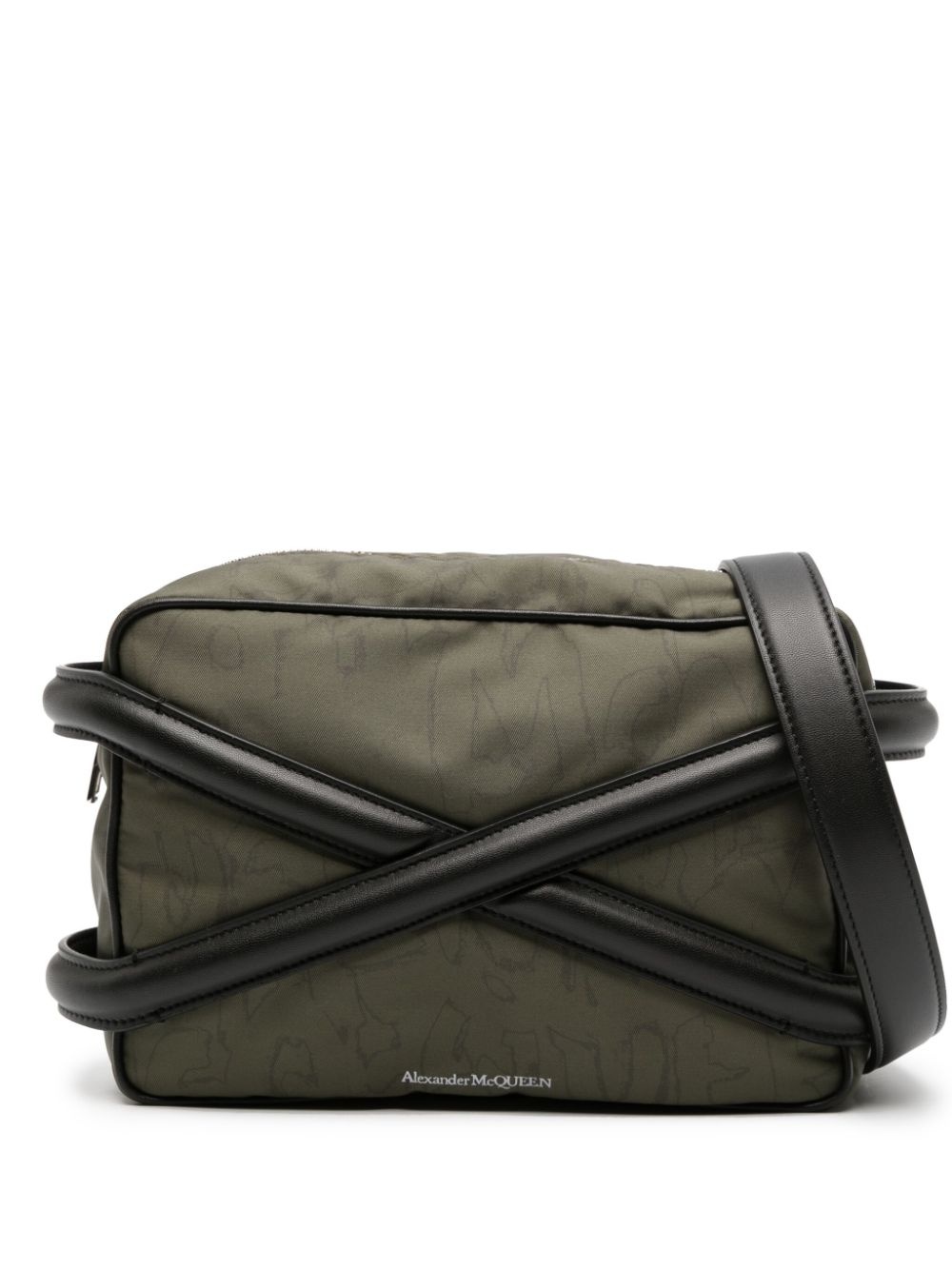 panelled-leather gabardine bag - 1