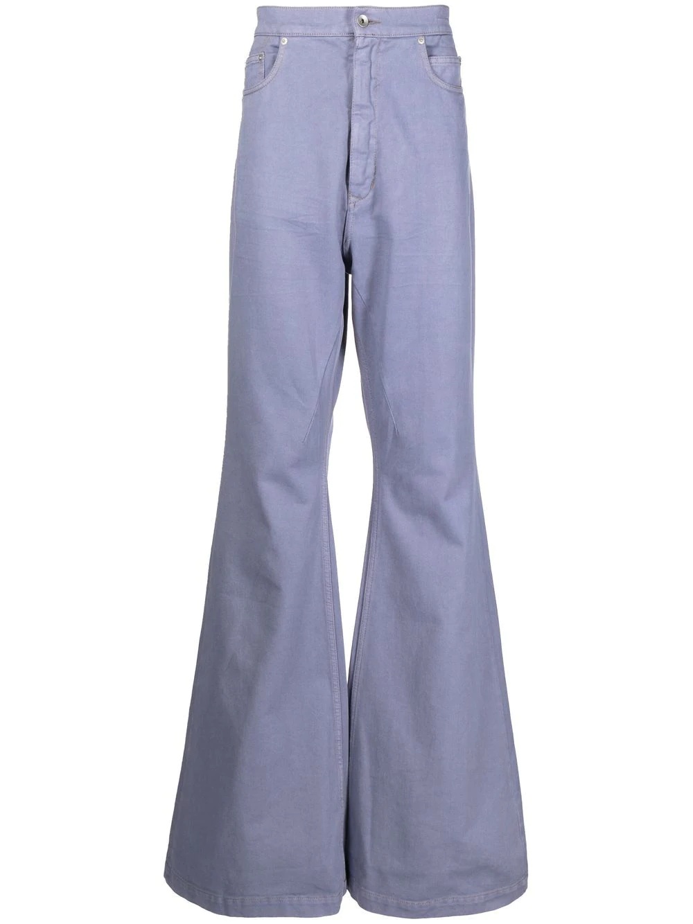 flared-hem denim trousers - 1