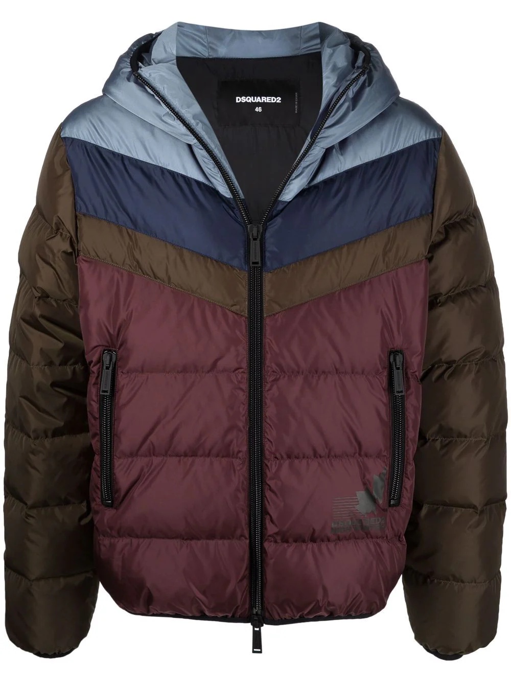 colour-block padded jacket - 1