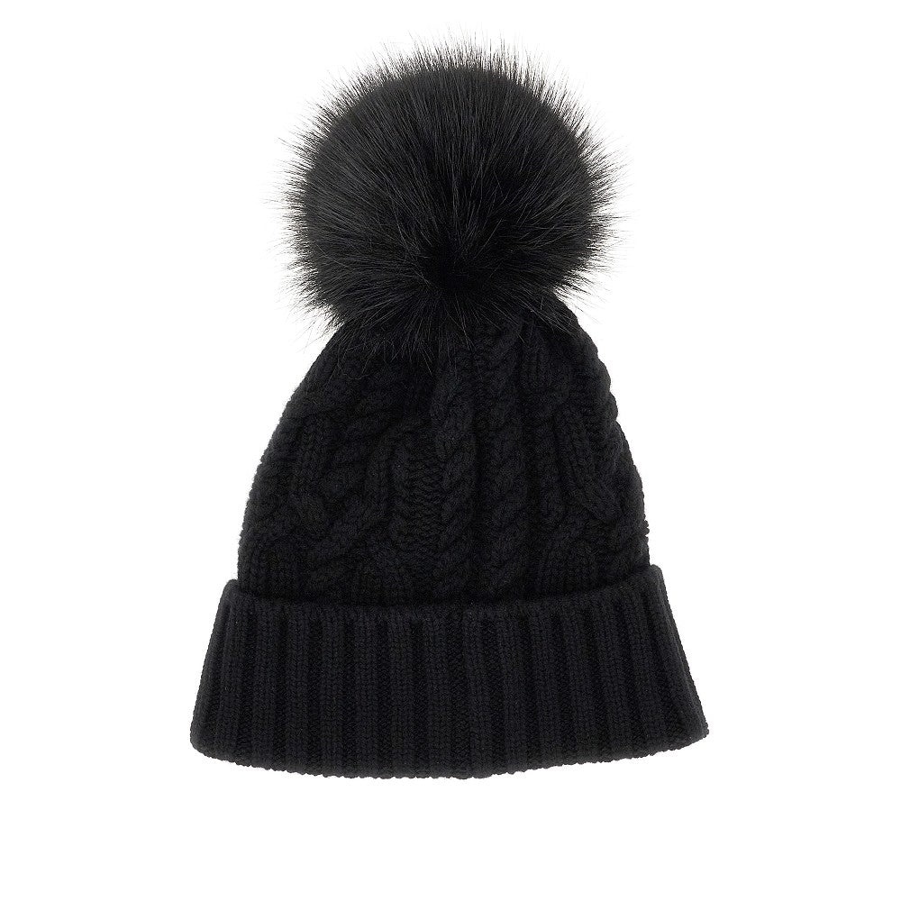 WOOL AND CASHMERE BEANIE HAT WITH POMPOM - 2