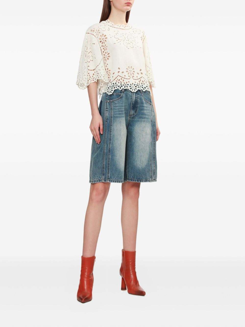 embroidered bell-sleeve top - 2