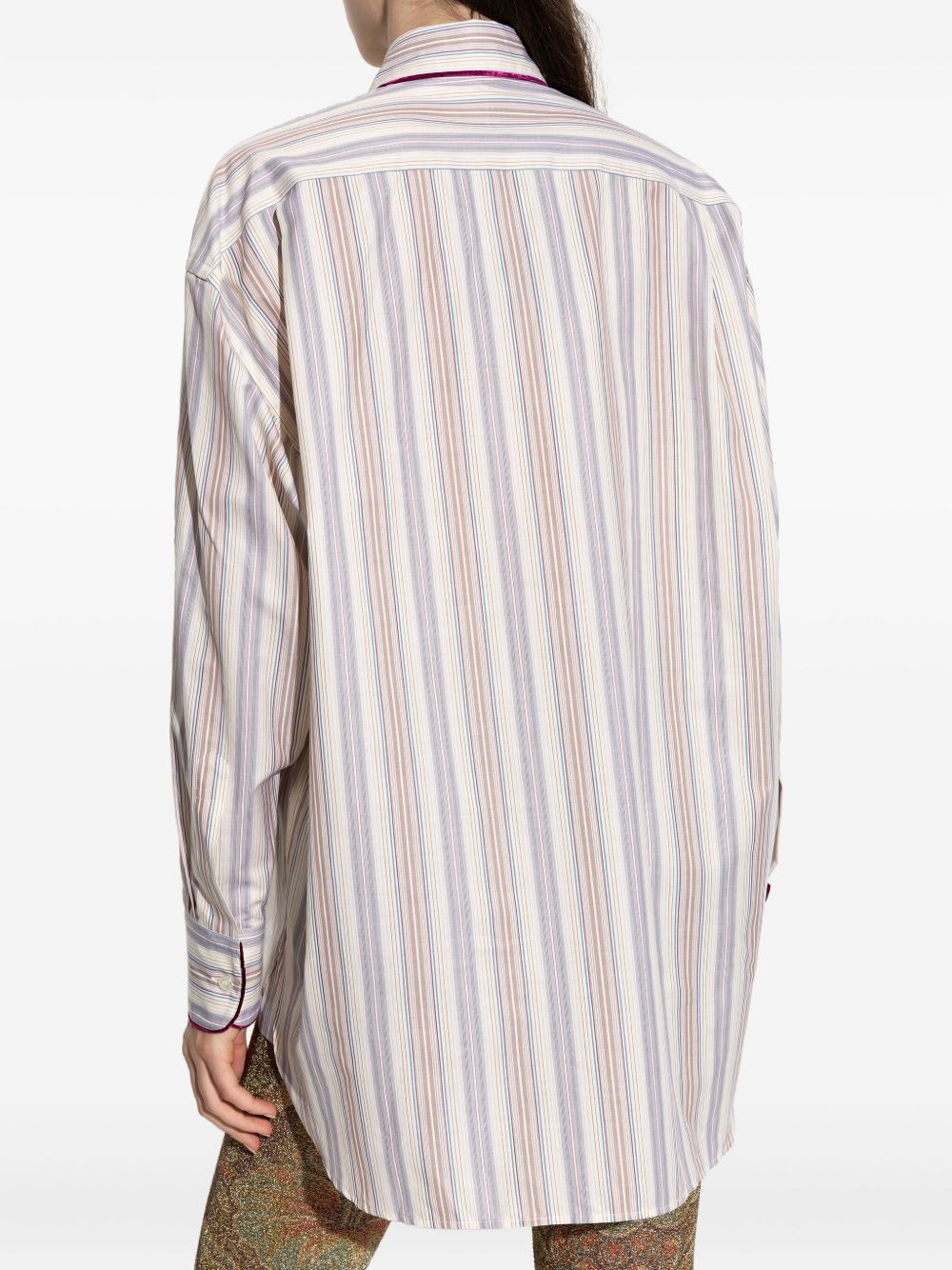 striped velvet-trimmed shirt - 4