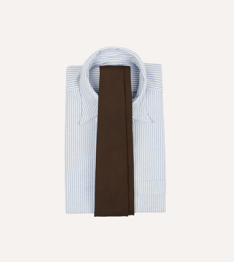 Drake's Brown Fine Woven Grenadine Silk Hand Rolled Tie outlook