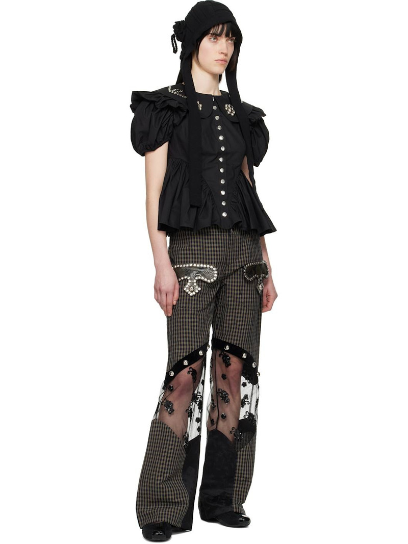 Chopova Lowena Navy & Beige Rusher Trousers outlook