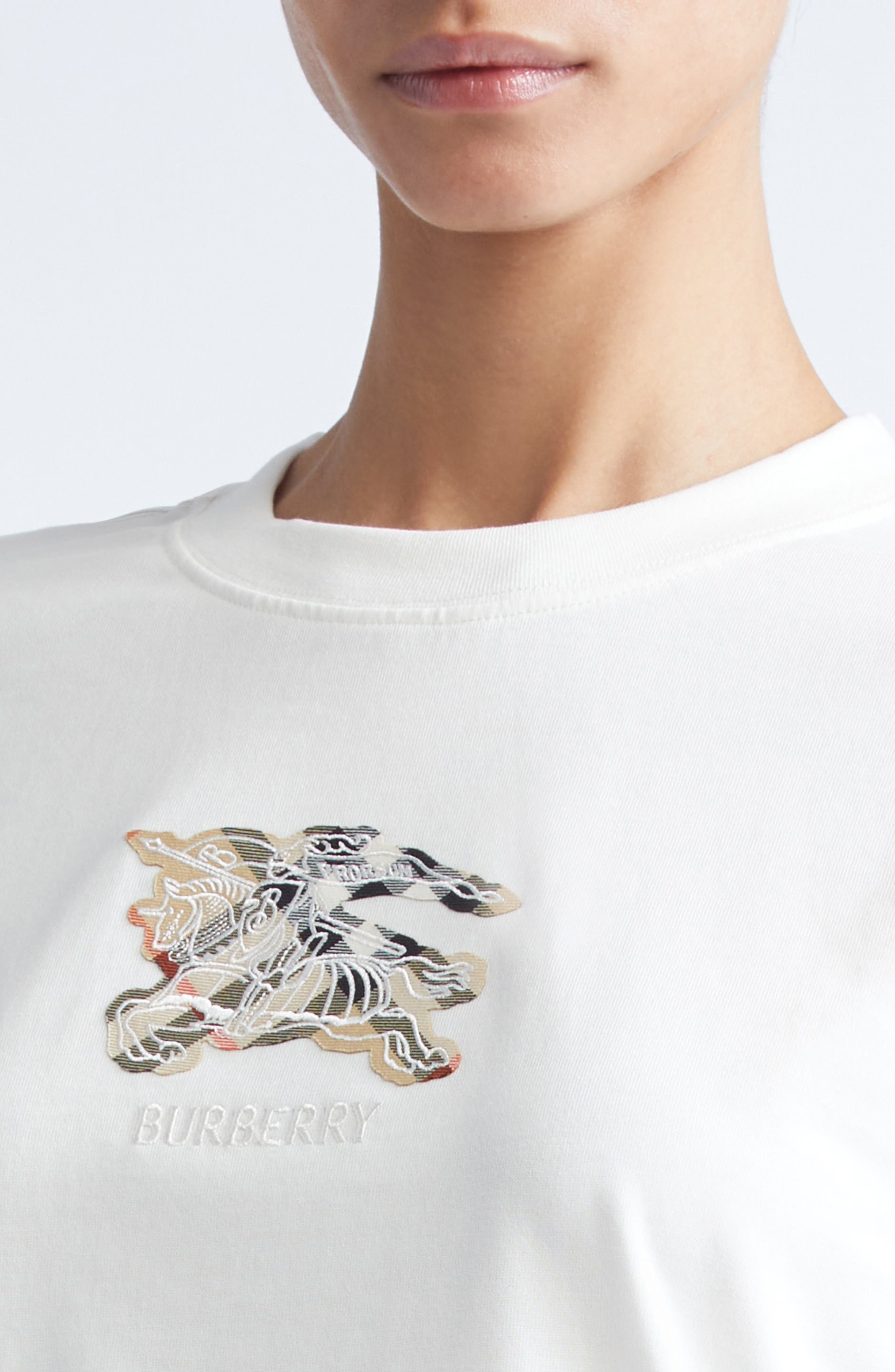 burberry Frankie Embroidered EKD Cotton T-Shirt in Chalk at Nordstrom - 4