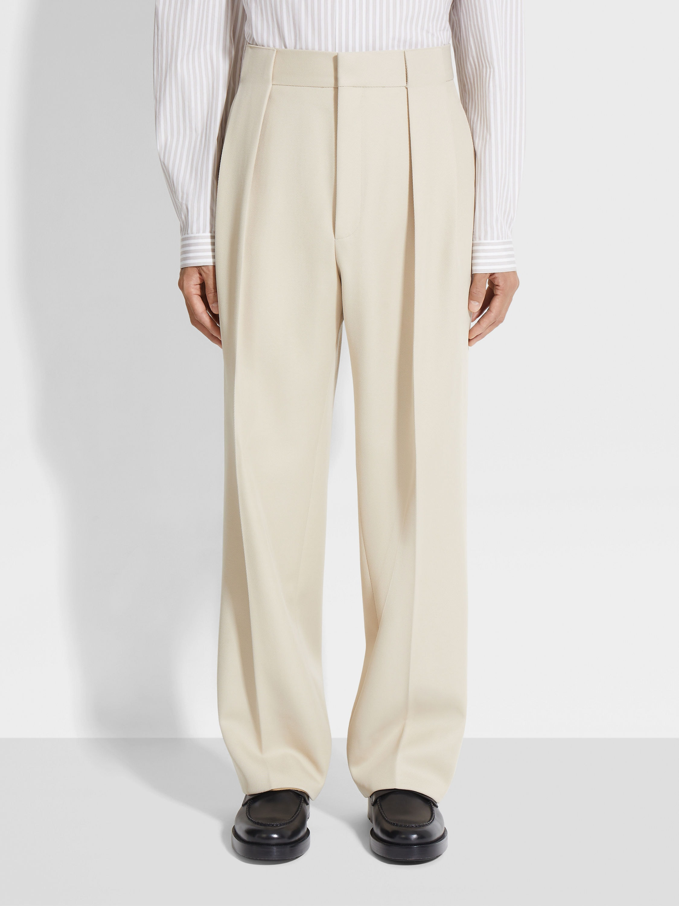 LIGHT BEIGE WOOL PANTS - 5