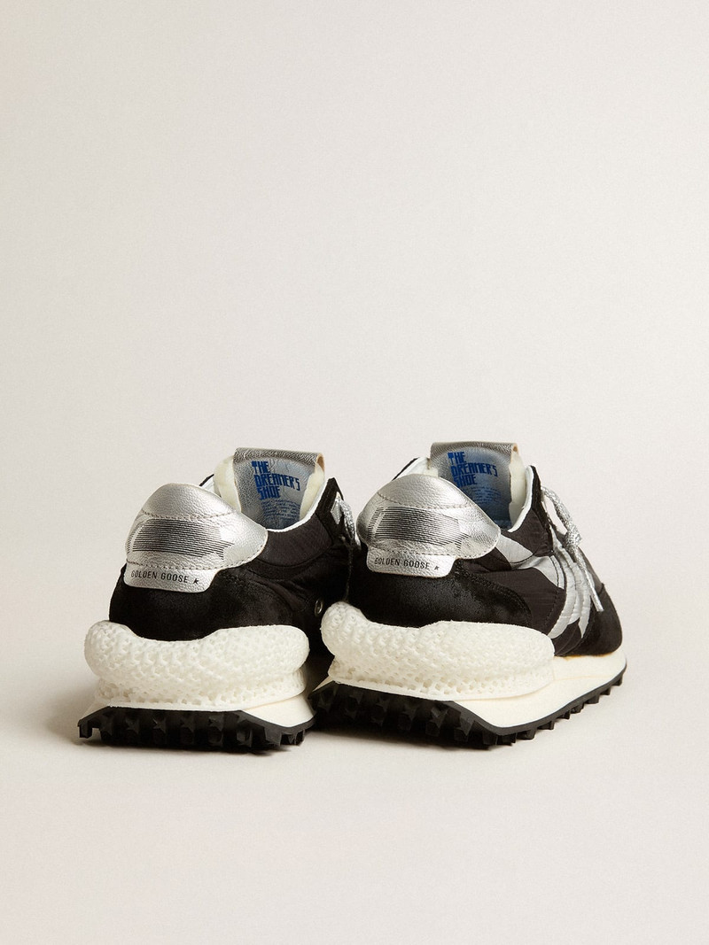 Golden Goose Women’s Marathon with black ripstop nylon upper and silver star outlook