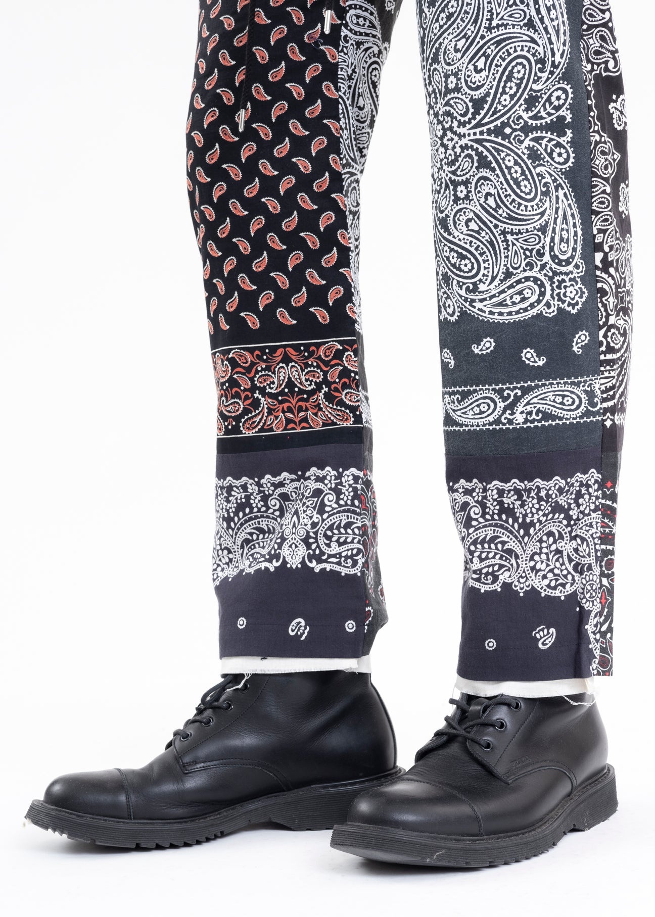 Black BANDANA PATCHWORK PANTS - 5