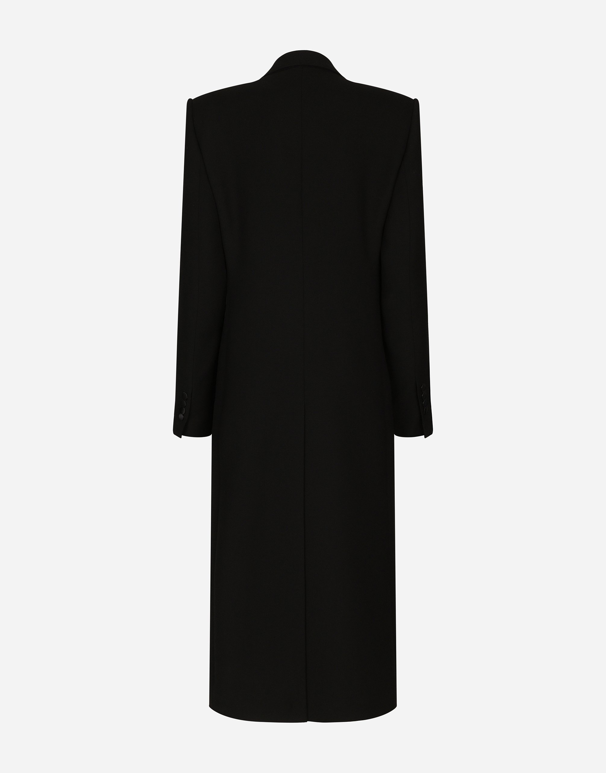 Long single-breasted wool tuxedo coat - 2