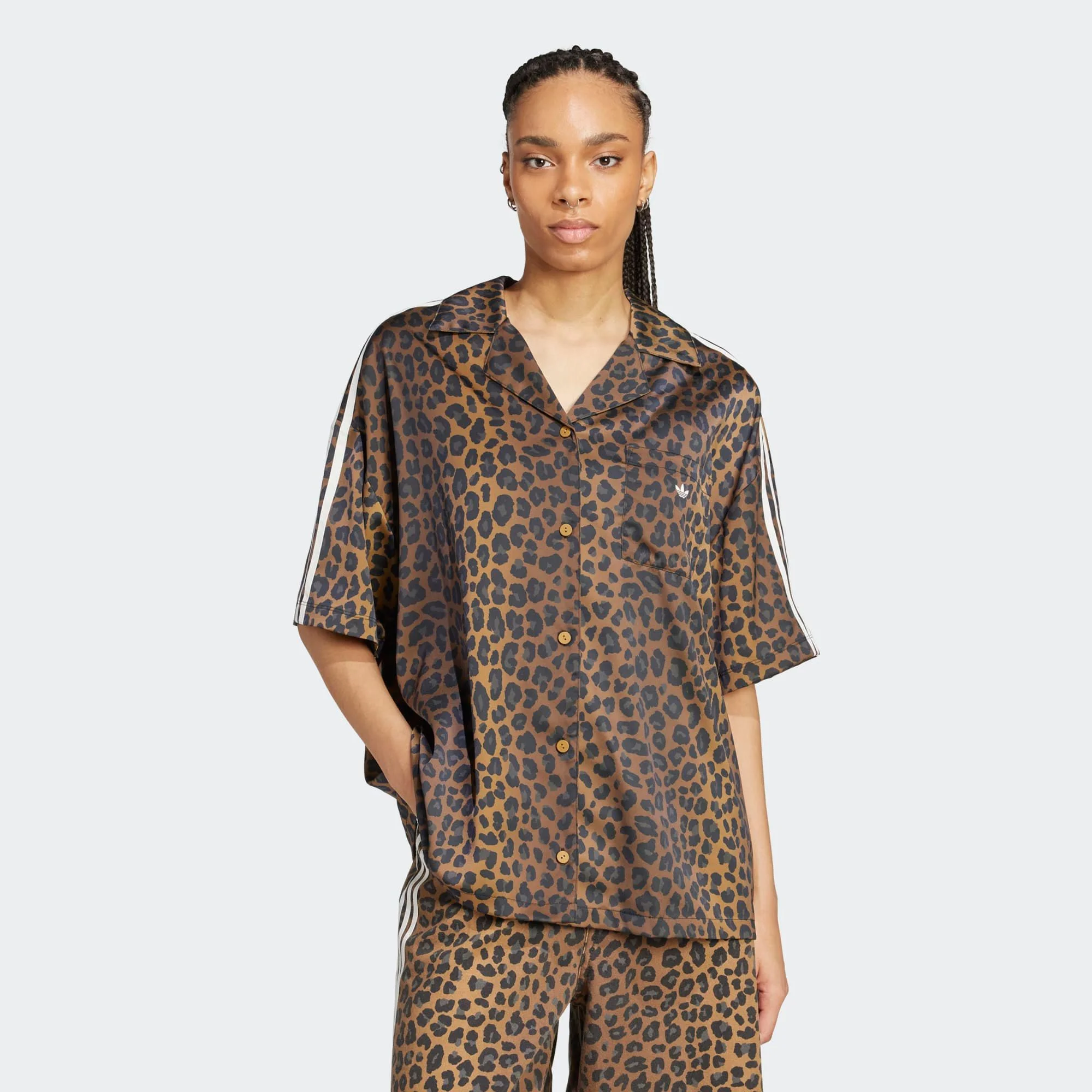 adidas Originals Women's Animal Print Satin Shirt - 1