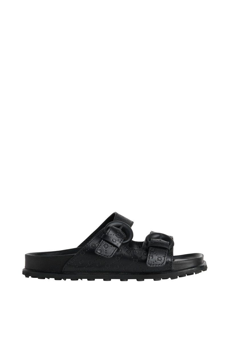 Embossed Leather MS Ground Sandals - 1