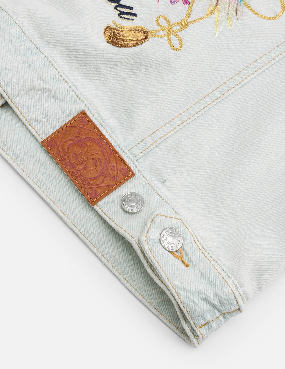 Hummingbird and Magnolia Embroidery Loose Fit Quilted Denim Jacket - 10