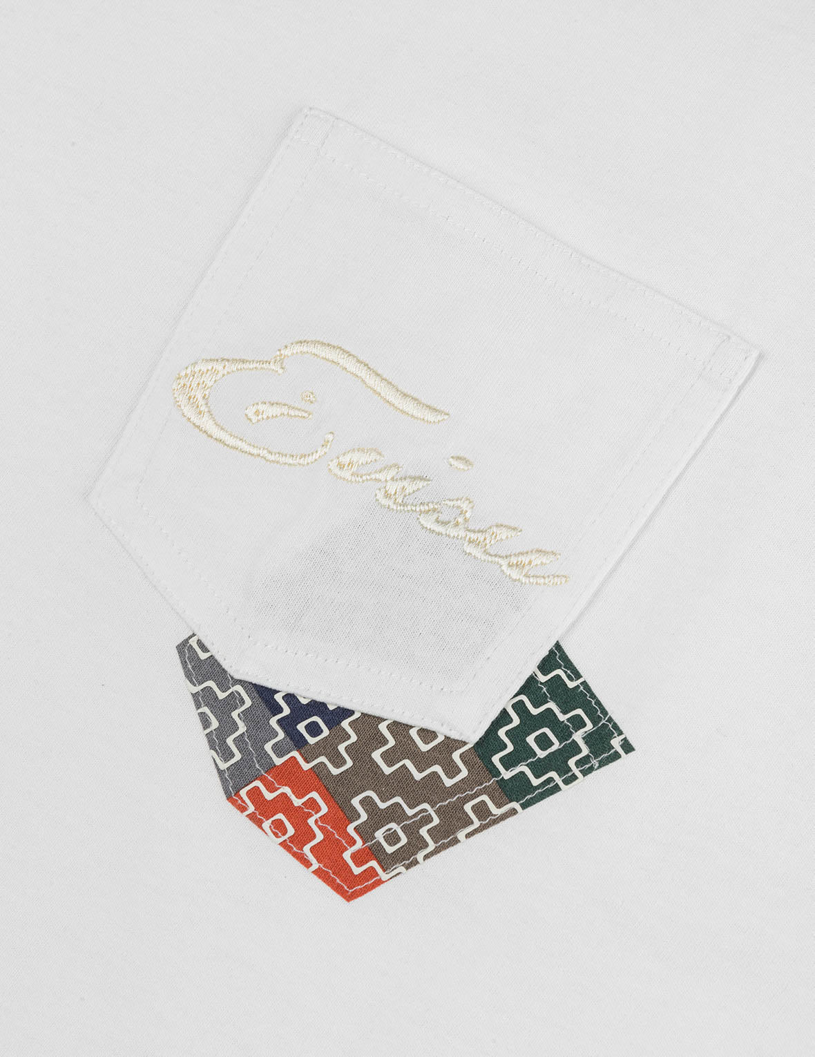 Multi-pocket Color Blocking Sashiko Loose Fit T-shirt - 9