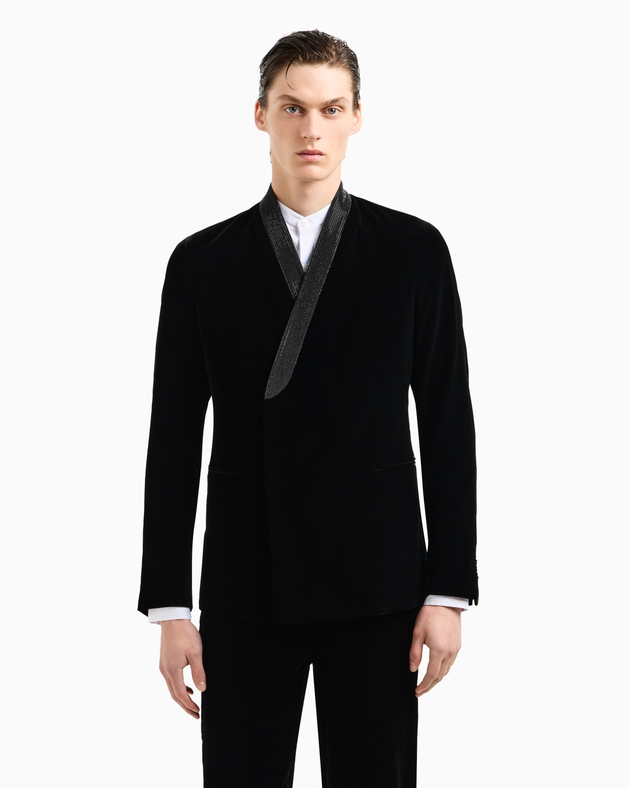 Double-breasted Giorgio’s jacket in stretch velvet - 4