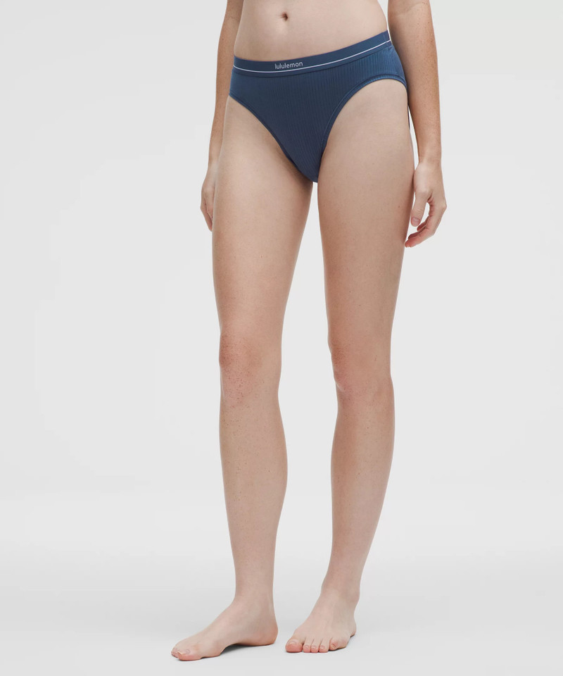 Stretch Cotton Ribbed Logo Super-High-Rise Bikini Underwear 1