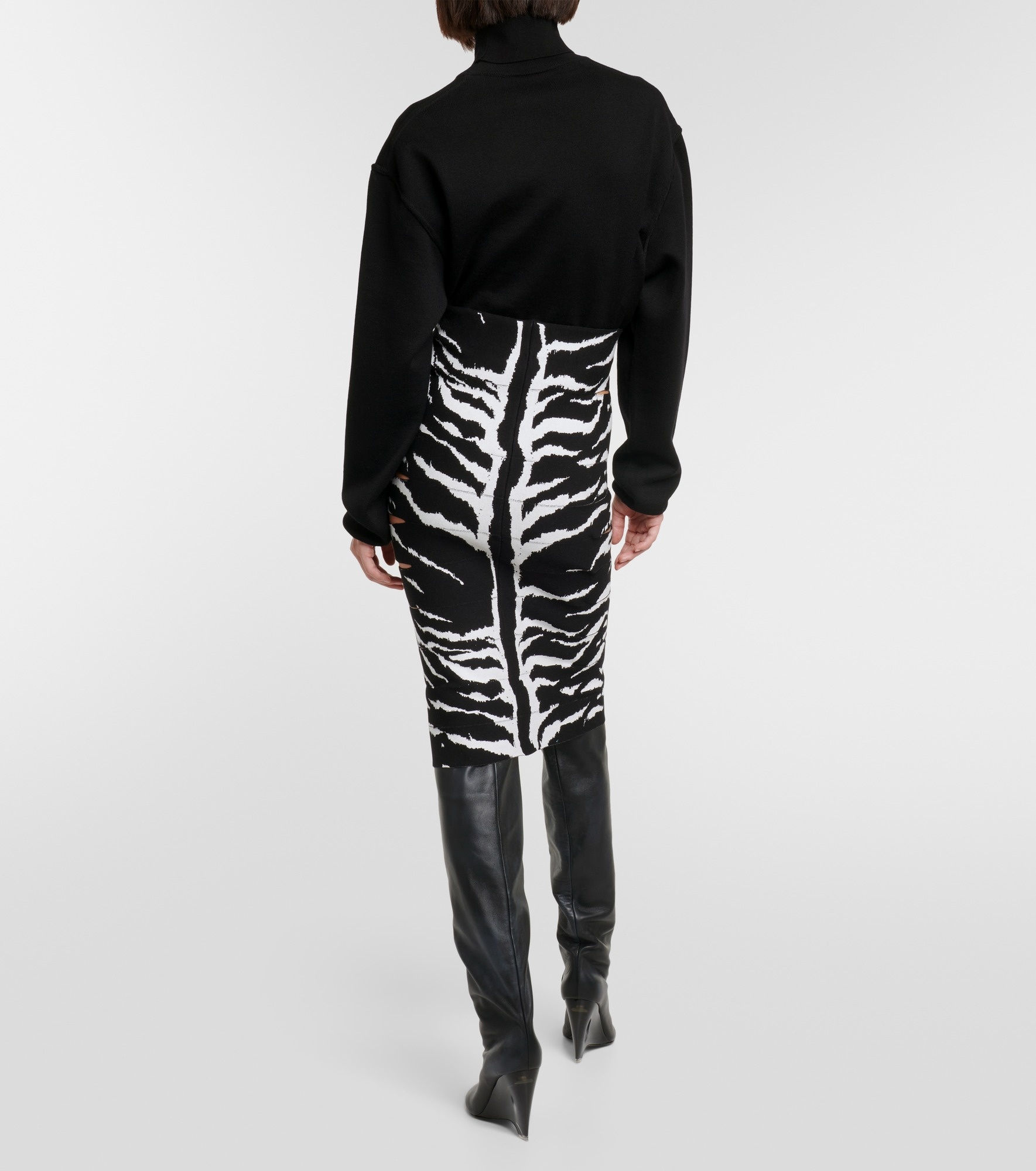 Alaïa Zebra-printed high-rise midi skirt | mytheresa