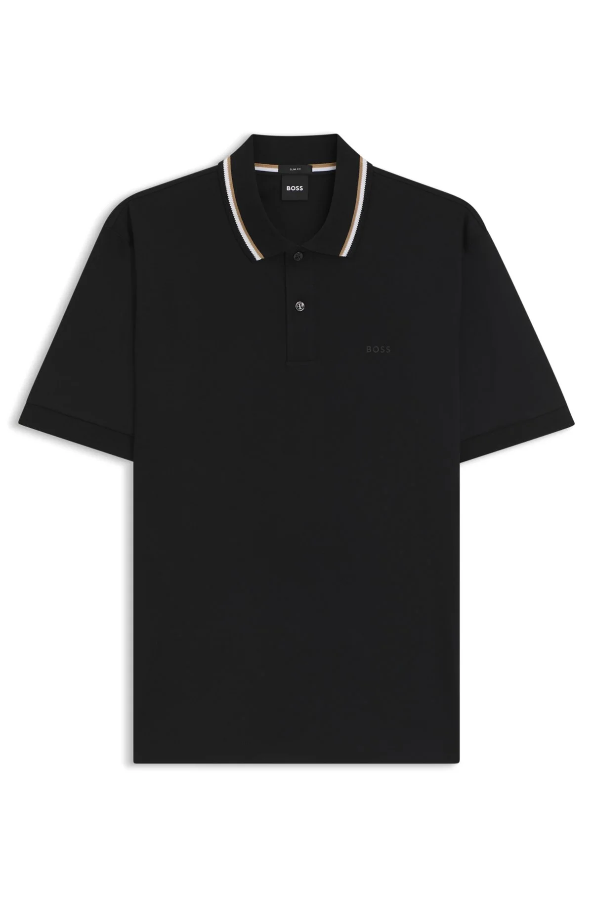SLIM-FIT POLO SHIRT IN COTTON WITH STRIPED COLLAR - 1