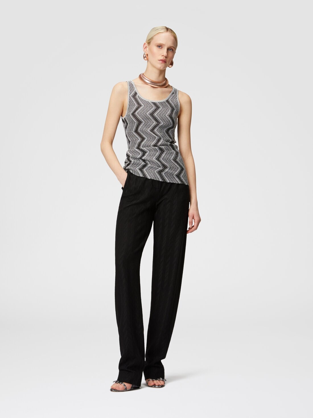 Zig zag lamé viscose tank top - 2