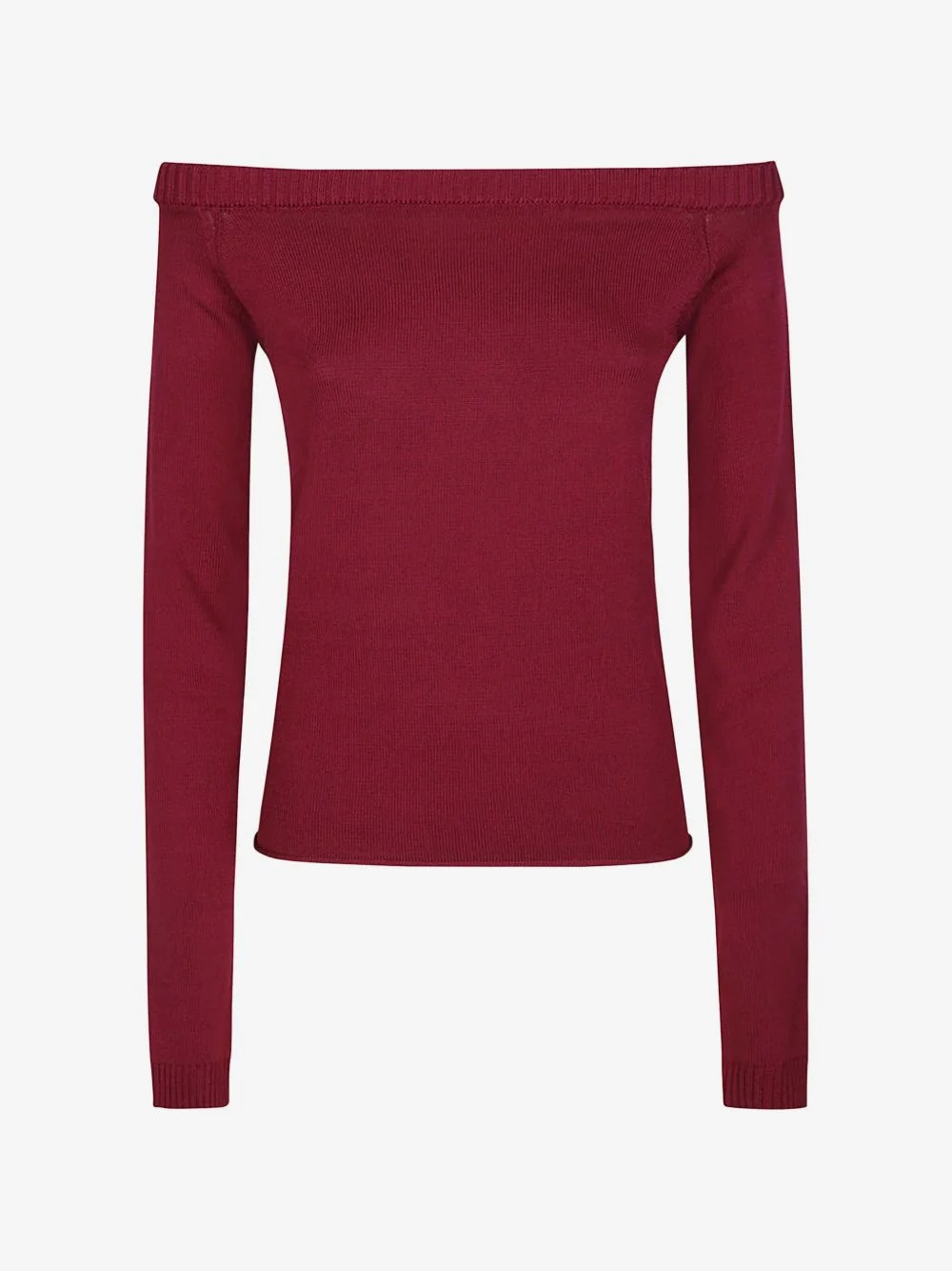 off-shoulder ribbed-trim sweater - 1